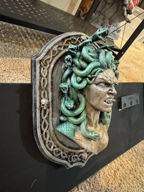 Opposite side view of Medusa fantasy relief and decorative frame