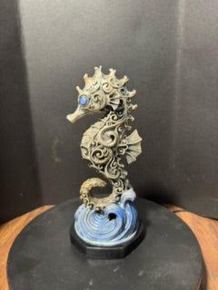 Sea Treasures collection – steampunk gem seahorse statue