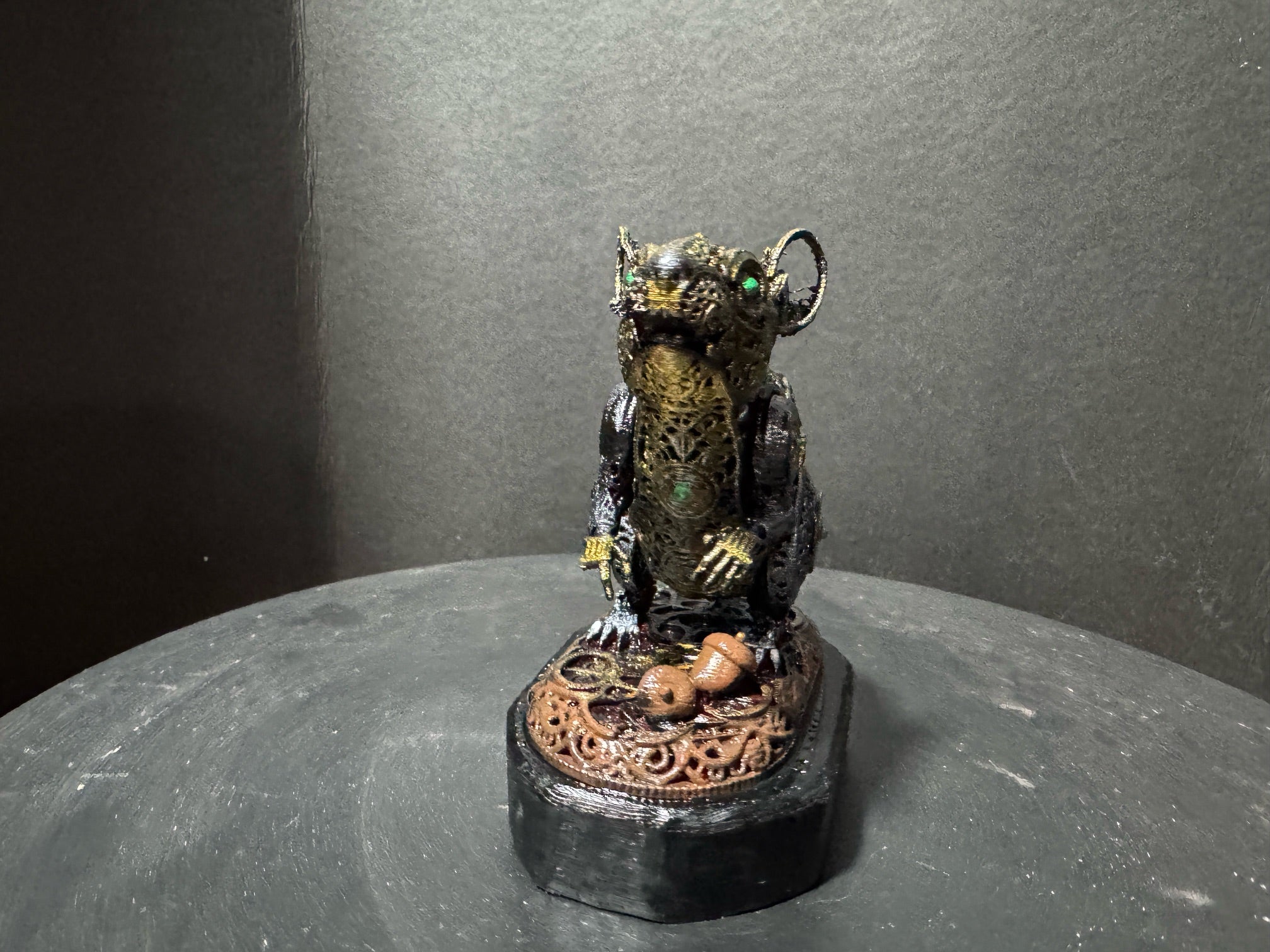 Forest Guardian Rat - front upright pose showing green eyes and gold chest filigree