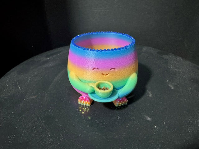Rainbow Buddy Coffee Planter - single piece close up front view