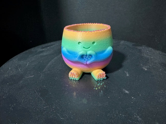 Rainbow Buddy Heart Planter - single piece close up front view